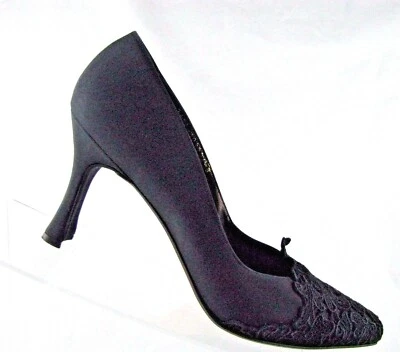 Gina Of London Black Cloth Pointy Toe Cone High Heel Pumps Size:8 M US - Image 1 of 4