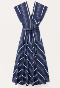 ZARA WOMAN MIDI LIMITED EDITION STRIPED GODET DRESS NAVY BLUE 3764/709/401 NEW - Picture 1 of 6