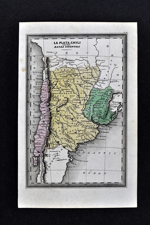 Mapa Carey 1834 Argentina Chile Uruguay Banda Oriental Buenos Aires Santiago SA Foto 1 de 1
