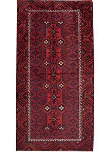 4x9 Traditional Vintage Geometric Oriental Runner RED Wool Hand Knotted Area Rug - Picture 1 of 14