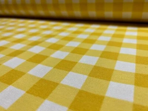 Yellow White Gingham Vichy Waterproof Upholstery Fabric - Picture 1 of 8