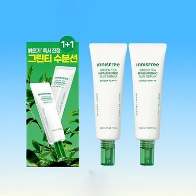 INNISFREE Green Tea Hyaluronic Sun Serum 50ml+50ml  SPF50+ PA++++ K-Beauty - Image 1 of 4