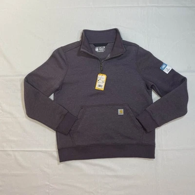 Sudadera para mujer Carhartt calce relajado peso medio 1/4 cremallera talla pequeña púrpura nueva con etiquetas Foto 1 de 4
