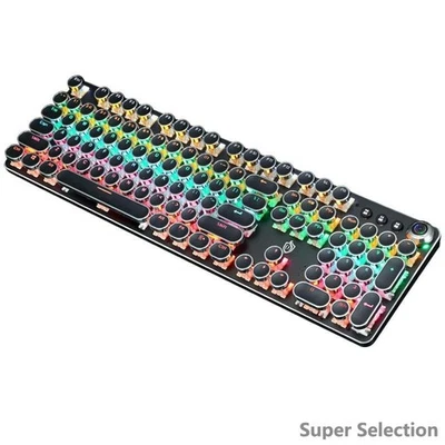 104 Keys Retro Punk Mechanical Keyboard RGB Backlit W/ Volume Knob Blue Switches - Image 1 of 4