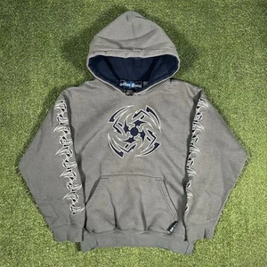 Vintage Silver Point Y2K Hoodie Youth Small Gray Embroidered Tribal Graphic - Picture 1 of 10