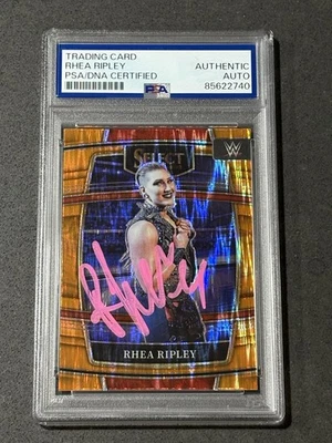 Tarjeta automática firmada RHEA RIPLEY 2022 PANINI SELECT WWE NARANJA FLASH PRIZM PSA/DNA Foto 1 de 2