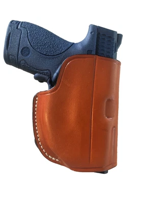 Leather PADDLE Holster for Ruger LC9 /  M&P Shield WITH CT LASER  (# 4230 BRN) - Image 1 of 4