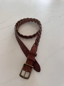 Polo Ralph Lauren RL67 Brown Braided Woven Leather Belt~Brass Buckle~ 38 - Picture 1 of 7