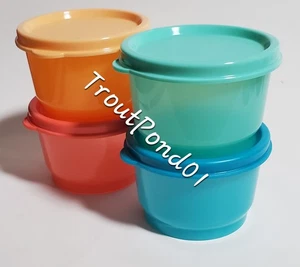 Juego de 4 tazas de bocadillos TUPPERWARE lonchera cuencos de 4 oz verde menta melocotón azul coral - Imagen 1 de 6