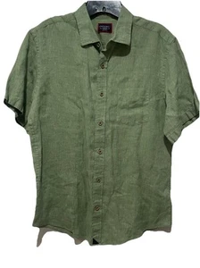 Men's UNTUCKit Brancott Shirt Short Sleeve Button Slim fit Linen Medium Green - Picture 1 of 5
