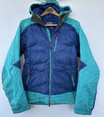 Outdoor Research Down Puffer Jacket Aqua Colorful Small Hooded Zipped Pockets - Image 1 of 4