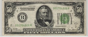 Fr.2101-B 1928A New York $50 Gold on Demand Federal Reserve Note VF Minor Rust - Picture 1 of 2