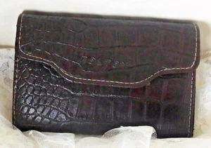 Cartera portatarjetas de crédito Koltov marrón imitación cuero triple identificación con bolsillo con cremallera - Imagen 1 de 7