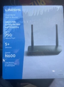 Linksys N600 Dual Band Router 750 SQ Foot Range - Picture 1 of 5