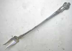 Watson BRIDAL FLOWER  Sterling ☛ Long Handle Olive Fork ☚ 6 5/8"/1910/NoMonogram - Picture 1 of 3