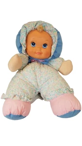Mattel Peluche Morbido Adorabile Bambola Vintage Blu Rosa Bambino Faccia di Gomma 14" - Foto 1 di 13