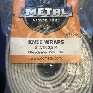 METAL KNEE WRAP Silver 5 M Extra Support Single Wrap Weight Lifting Grey - Picture 1 of 2