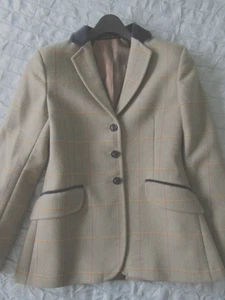 HÜBSCHES PONYS Tweed Show Sakko, Gr. 28 . grün- beige, gold - rot kariert SUPER - Bild 1 von 16