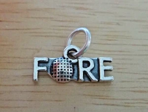 Sterling Silver 8x16mm Charm says FORE with Golf Ball for O Charm - Picture 1 of 3