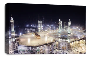 Large Islamic Art Print Hajj Mecca Haram Kaaba Framed Canvas Picture Panel - Picture 1 of 5