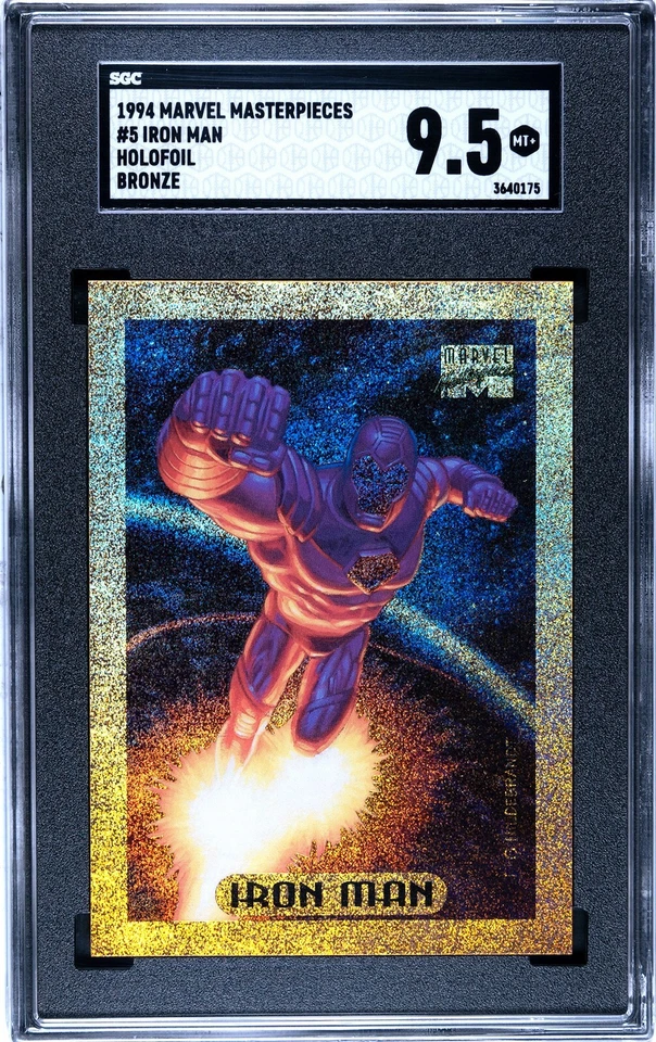 Marvel Masterpieces 1994 tarjeta de persecución con inserción de holofoil de bronce #5 Iron Man (pop 1) Foto 1 de 2