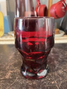 Vintage Viking Ruby Red Georgian Honeycomb Tumbler Drinking Glass 5” 10oz