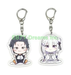 Set of 2 Re:ZERO Starting Life In World Anime Acrylic Keychain Subaru, Emilia v1 - Picture 1 of 2