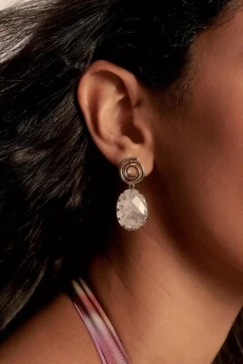 NUEVO CON ETIQUETAS Anthropologie Mini Pendientes Colgantes de Piedra Espiral Transparente Precio de venta sugerido por el fabricante $38 Foto 1 de 3