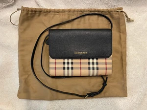 Burberry: Haymarket Check Small Loxley Crossbody Bag Black - Canvas & Leather - Picture 1 of 17