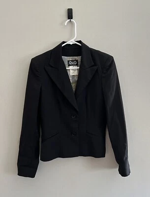 D&G Dolce & Gabbana Womens Black Collared Long Sleeve Blazer | Size 42 IT/8 US - Image 1 of 4