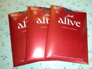 3 PK Vtg Hanes Alive #810 Control Top Support Panty Hose Classic Navy Size F - Picture 1 of 9
