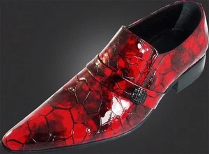 ZAPATO COCODRILO DISEÑO ITALIANO HECHO A MANO OG CHELSY DIAMANTE BURDEOS ROJO 40 - Imagen 1 de 1