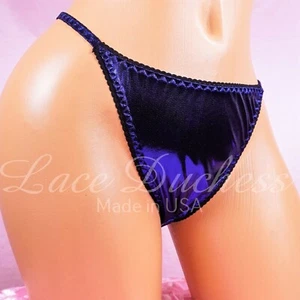 Royalblau Metallic Folie Sissy DUCHESS CUT Damen String Bikini Höschen - Bild 1 von 3