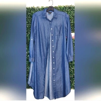 Camisa Chambray com botões, bom estado usada uma vez! 2 fendas em ambos os lados  - Imagem 1 de 4