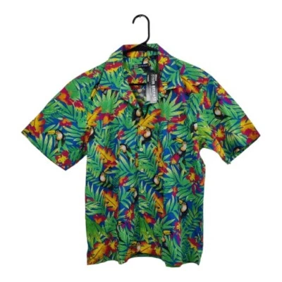 Blue Generation Hawaiian Shirt Men Green Blue Toucan Foliage Sz S NWT READ!!  - Image 1 of 4