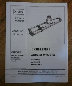 SEARS CRAFTSMAN OBERFRÄSE CRAFTER BETRIEBSANLEITUNG 720.25250 25250 - Bild 1 von 1