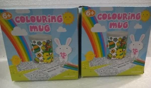 2 x Colour Your Own Easter Mugs Each With 2 Colouring Inserts Children's Beakers - Picture 1 of 8