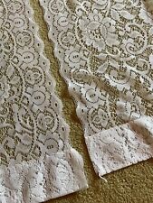 2 White Flowers Floral Lace Window Sheers Curtains Panels Pair Scalloped 70x31