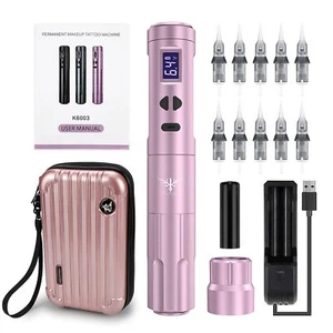TATELF Wireless Tattoo Machine Kit Portable Permanent Makeup Machine Digital LCD - Picture 1 of 7