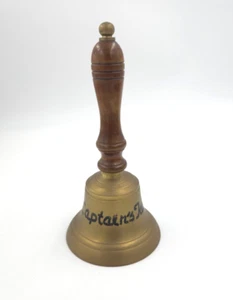 Captain's Bell 8" Brass w/ Wood Handle Nautical Ship Sailor Decor - Picture 1 of 4