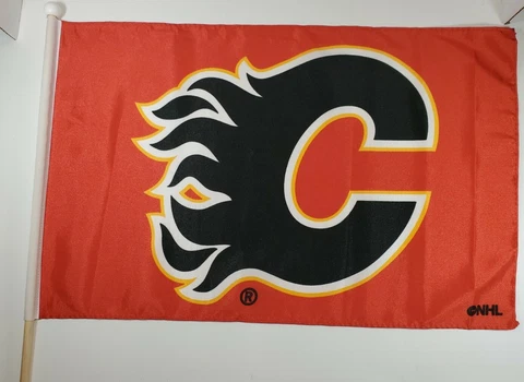 NHL Calgary Flames Banner Flag W/ Stick Pole 12"X17.5", FUTURE PRODUCT SALES Cover