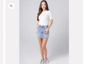 Agolde Quinn High Rise Mini Skirt 25 Button Fly Distressed Denim - Picture 1 of 13