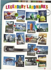 NEW ZEALAND 2014 LEGENDARY LANDMARKS FINE USED IMPERFORATE SHEETLET OF 16 - Picture 1 of 1