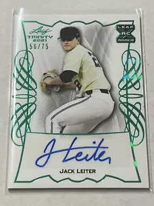JACK LEITER 2021 Leaf Trinity Green XRC Auto /75 RANGERS #BA-JL1 #2 Overall Pick - Picture 1 of 3