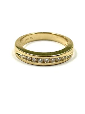 14K YELLOW GOLD CHANNEL SET ROUND DIAMOND BAND SIZE 6.5 - Image 1 of 4