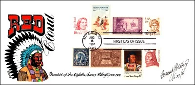 Scott 2175 10 Cents Red Cloud Bernard Goldberg Hand Painted Combo FDC 27/50 - Image 1 of 2