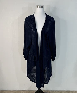 Catherines Cardigan Sweater Womens Size 4X Blue Open Front Duster Tunic Sheer - Picture 1 of 15