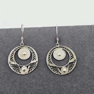 Orecchini Vintage Argento Sterling 925 Goccia Dichiarazione Delicata Filigrana Regal - Foto 1 di 6