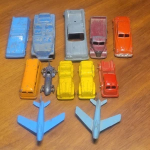 Vintage Lot Of 12 Tootsie Toy Tootsietoy Dinky Metal Cars Airplanes - Picture 1 of 24
