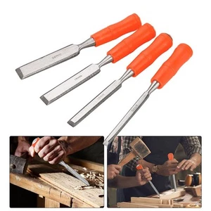 4-Piece Wood Chisels Set With Steel Hammer End 6-24mm Chisel For Woodworking - Picture 1 of 23